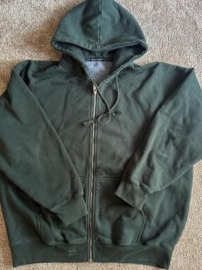 Women's Forest Green Brandy Melville Zip-Up Hoodie Sweatshirt
